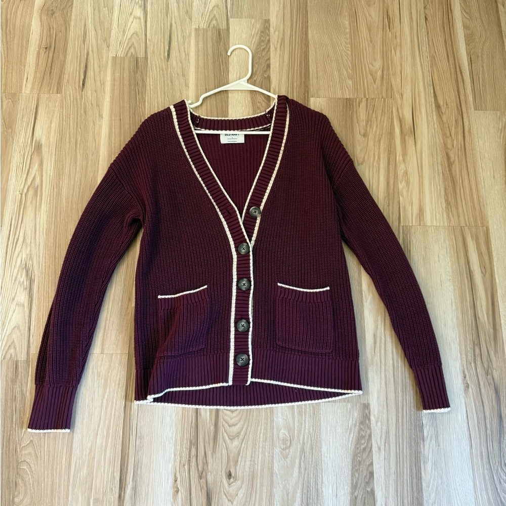 Old navy maroon cardigan sweater size small